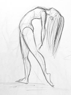 a pencil drawing of a person bending down