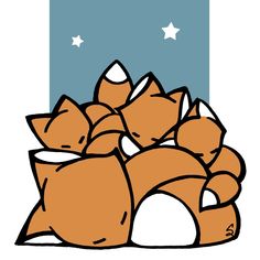 an image of a pile of food on the ground with stars in the sky behind it