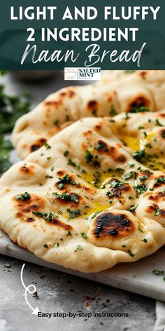 Enjoy fluffy, homemade naan bread with only 2 ingredients—self-raising flour and Greek yogurt! Ready in minutes and perfect for naan pizza, cheesy naan, or herb and garlic naan. Great with stews, soups, and curries! Pan Fried Naan Bread, Homemade Naan Bread Easy No Yeast, Flour And Yeast Recipes, No Yeast Naan Bread Recipe, 3 Ingredient Naan Bread, Naan Bread Recipe Self Raising Flour, Homemade No Yeast Bread, Naan Bread Recipe Easy Yogurt, 2 Ingredient Naan Bread Recipe