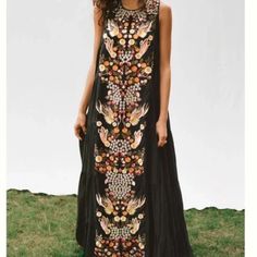 Showstopper Flowy Floral Embroidered Maxi Dress From Anthropologie. Size 4p. Hits At Ankles For 5'3". Lined, Breezy, Boho, Great Used Condition, Worn Only A Couple Of Times. Samant Chauhan, Hippie Fashion, Embroidered Maxi Dress, Anthropologie Dress, Hippie Style, Anthropologie Dresses, Boho Hippie, Hippie Boho, Anthropologie