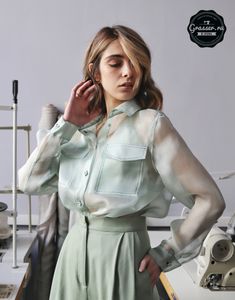 Shirt, pattern №755 Overlock Machine, Design Wardrobe, Winter 23, Patterned Sheets, Box Pleats, Pdf Sewing Patterns, Shirt Pattern, Spring Collection, Sewing Dresses