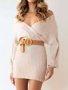 Features: Cable-knit Includes: Belt not included Stretch: Slightly stretchy Material composition: 100% polyester Care instructions: Machine wash cold. Tumble dry low. Imported Product measurements: S: front length 31.6 in, sleeve length 17.2 in, bust 32.8 inM: front length 32 in, sleeve length 17.2 in, bust 33.2 inL: front length 32.4 in, sleeve length 17.6 in, bust 33.5 in Twist Medium, Plunging Neckline Dress, Types Of Braids, Dress Autumn, Mini Dresses For Women, Long Sleeve Sweater Dress, Mini Sweater Dress, Knit Mini Dress, Knit Sweater Dress