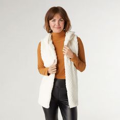 Lyric Faux Fur Hooded Vest - Off White Ombre Sweater, Poncho Jacket, Faux Fur Material, Tiered Ruffle Dress, Hooded Vest, Sweaters And Jeans, Hooded Sweater, Cardigan Tops, Scarf Styles