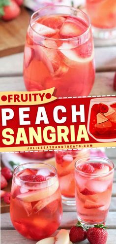 fruity peach sanggraa in glasses with strawberries on the side