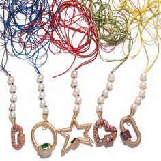 Your Pearls, Reimagined in Original Loops Best Selling Jewelry, Marla Aaron, Perfect Pearls, Expect The Unexpected, Key Bracelet, Platinum Chain, Rose Gold Brown, Emerald Blue, Pink Spinel