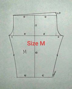 the size m is shown with measurements for each item in front and back, as well as