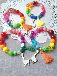 Llama bracelet, llama jewelry, llama drama kids party, rainbow bracelet, rainbow jewelry, tassel bra Housewarming Party Games, Jewelry Kids, Buy Wholesale Jewelry, Drama Llama, Bracelet Rainbow, Llama Drama, Pre Christmas, Pewter Pendant, Rainbow Jewelry