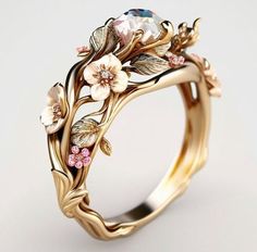 ♦ unique engagement ring set with pink or other colored gemstone ♦ made in sterling silver, solid gold or platinum , available with any type of gemstone or diamond, message me for customization ♦ comes in an elegant ring box ♦ Handcrafted in house Cherry Blossom Engagement, Flower Engagement, Twig Engagement Ring, Cute Engagement Rings