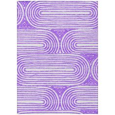 a purple and white rug with wavy lines