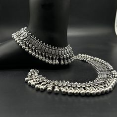 Name of product: 925 Sterling Silver Bride Anklet Weight: 135.50grams. Length: 26 centimeters  FREE EXPRESS SHIPPING -----Feedback::- A satisfied customer is our top priority and your feedback forms the backbone of our success. Don't forget to give positive feedback along with good ratings. Thank You Silver Bracelets With Latkans As Gift, Adjustable Silver Anklets For Festive Season, Festive Adjustable Silver Anklets, Festive Silver Adjustable Anklets, Festive Silver Anklets With Oxidized Finish, Festive Silver Oxidized Anklets, Silver Anklets With Latkans For Wedding, Silver Wedding Anklets With Latkans, Festive Sterling Silver Anklets With Silver Beads