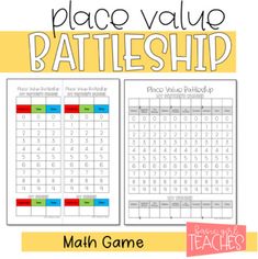 What's better than students who are excited to use mathematical terms in conversation with a partner? Place value battleship is the perfect game to get your students talking about digits and numbers and to encourage them to use key terms correctly. Place value battleship is very similar to traditional battleship. Students create a number and then take turns using math vocabulary to guess digits in their partner's number. Students use vocabulary terms such as value, digit, less than, greater than Math Battleship Games, Place Value Battleship, Place Value Relay, Place Value Games 2nd Grade, Less Than Greater Than, Place Value Choice Board, Game Place, Partner Games, Word Form