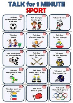 a poster with words and pictures on it that say talk for 1 minute sport in different languages