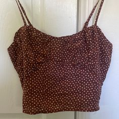 Brand New, Never Worn Top From Pacsun. Super Cute And Perfect For Summer. Flowers Color, Pacsun Tops, Brown Top, Pacsun, White Flowers, Super Cute, Womens Tops, Brand New, Flowers