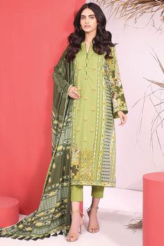 Ms 22.1 21 Green AlKram Mid Summer 2021 Green Long Sleeve Lawn Suit For Eid, Elegant Green Lawn Suit For Eid, Green Mulmul Lawn Suit For Eid, Green Embroidered Lawn Suit For Eid, Luxury Green Semi-stitched Lawn Suit, Pakistani Designer Suits, Casual Home, Pakistani Suits, Lawn Suits