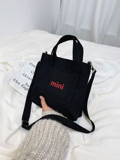 Subscribe Black Preppy, Black Bucket Bag, Preppy Bags, Fabric Letters, Style Preppy, Satchel Bag