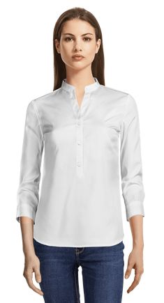 Look smart in this exquisitely tailored shirt in white. For a look that works well for day or evening. Straight silhouette with a relaxed fit. Crafted from white quality cotton. Fall in love with such details as elegant mother-of-pearl buttons and contrast details inside the collar and cuffs. Team it with our pencil skirt or tapered trousers for a sophisticated office ensemble.  Remember that at sumissura you can design from scratch your own Women Dress Shirt Sophisticated Office, Tapered Trousers, Dress Shirts For Women, Mother Of Pearl Buttons, Pearl Buttons, Women Dress, Collar And Cuff, Cotton Dress, Cotton Dresses