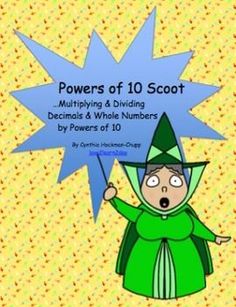 a cartoon character with a speech bubble in front of it that says powers of 10 scout