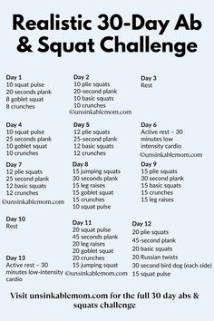 Realistic 30 day ab and squat challenge