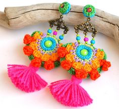 tassel earrings bohemian earrings ethnic earrings statement Bohemian Crochet Earrings For Beach, Frida Kahlo Earrings, Pink Tassel Earrings, Simple Makeup Tips, Mexican Earrings, Pink Tassel, Ethnic Earrings, Colorful Earrings, Hippie Jewelry