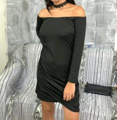 Black Tight Short Dress With Sleeves (Simple & Sexy) Short Dress With Sleeves, Long Tight Dresses, Black Mini Dresses, Tight Short Dress, Dress With Sleeves, Feminine Women, Elegant Ladies, Affordable Dresses, Black Bodycon Dress