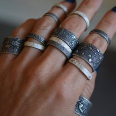 Rings – Lori Francescutti Silversmithing Jewelry, White Look, Metalsmithing Jewelry, Stacker Rings, Single Ring, Textured Ring, Recycled Silver, Jewelry Inspo, Ring Band