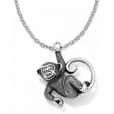 To celebrate the Year of the Monkey, we're offering this darling monkey necklace! It is so cute, we dare you not to go bananas over it! - Closure: Lobster Claw - Length: 18" - 20" Adjustable - Pendant Drop: 1" - Finish: Silver plated We have a double coating of lacquer finish on all of our jewelry items so all you need is just a few tips to keep your jewelry looking good from season to season. - To keep it clean, just wipe down your piece with a dry 100% cotton cloth - Tuck the piece away when n Monkey Jewelry, Baguette Diamond Necklace, Year Of The Monkey, Sophisticated Jewelry, Go Bananas, Charms For Bracelets, Blue Beaded Necklace, Large Necklace, Wood Bead Necklace