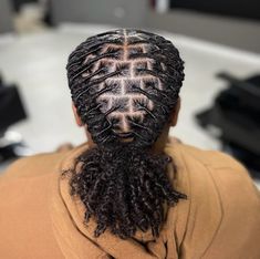 Starter Loc Bun, Barrel Twist Into Ponytail Locs, Two Barrel Loc Styles Women, Loc Styles To The Back, Male Loc Hairstyles, Two Barrel Twist Dreads Men, Loc Styles For Thick Locs, Loc Low Bun Styles, Started Locs Styles