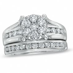 a white gold ring set with diamonds