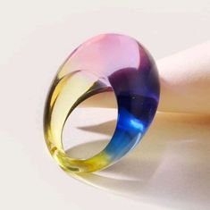 Transparent 1 Piece Resin Multicolor Bubble Ring Size 7.5 Trendy Multicolor Rings For Party, Trendy Blue Ring For Parties, Trendy Blue Party Ring, Bubble Rings, Hot Topic Jewelry, Bubble Ring, Pear Shaped Ring, Ring Tattoos, Diamond Evil Eye