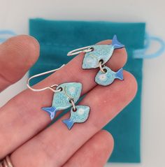 enameled fish earrings Fish Earrings, Jewelry Design, Copper, Fish, Glass, Silver