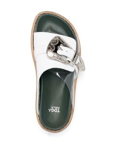 Toga Pulla two-tone Buckled Sandals - Farfetch Toga Pulla, Sandals White, Flatform Sandals, Footbed Sandals, Muslim Fashion Outfits, Shoe Inspo, Nike Free Shoes, Aesthetic Shoes, Buckle Sandals