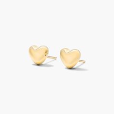 14K Yellow Gold Heart Stud Earrings Classic Yellow Gold Heart Earrings, Yellow Gold Heart Cut Earrings, Classic Yellow Gold Earrings For Valentine's Day, Fine Jewelry Yellow Gold Heart Earrings, Classic Everyday Heart Earrings In Yellow Gold, Kinds Of Love, Gold Heart Stud Earrings, Gold Heart Earrings, Gold Heart Studs