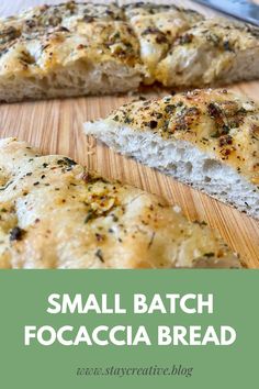 small batch focaccia bread on a cutting board