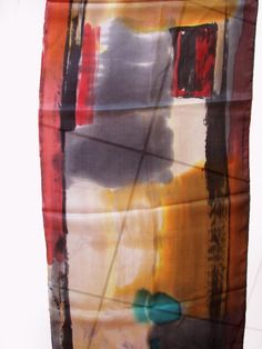 hand made silk scarf/ Brown silk scarf/Painted by GABYGA on Etsy Hand Painted Stoles Silk Scarves, Multicolor Silk Rectangular Scarves, Multicolor Rectangular Silk Scarves, Modern Multicolor Silk Scarf, Artistic Hand Painted Silk Scarf, Multicolor Silk Rectangular Scarf, Multicolor Rectangular Silk Scarf, Luxury Hand Painted Artistic Silk Scarf, Artistic Multicolor Silk Scarf With Abstract Pattern