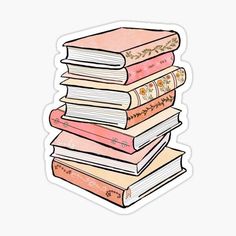 a stack of books sticker