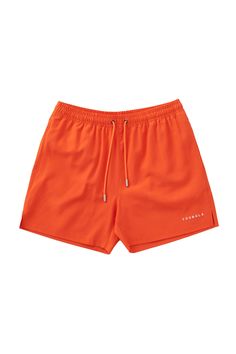 MATERIAL: 87% Polyester 13% Elastane. Water Resistant. FIT: True to Size. DESIGN: YoungLA bringing the heat this summer with all new swim shorts. They come in 7 different solid colors. Some of the features include water-repellent fabric which helps dry quickly, soft rash free mesh lining, elastic waistband with removable metal tips, 2 front pockets, 1 back pocket with Velcro closure, YoungLA embroidery on the front. MODEL: The model in the second photo is wearing a size Medium. Weight: 175lb Hei Orange Swim Trunks With Built-in Shorts For Beach, Orange Beachwear Swimwear With Built-in Shorts, Summer Swimwear With Built-in Shorts In Nylon, Orange Swim Trunks With Built-in Shorts, Orange Short Swim Trunks With Built-in Shorts, Orange Summer Swim Trunks, Summer Sports Shorts With Built-in Shorts, Solid Color Beachwear Shorts For Summer, Summer Beachwear Shorts In Solid Color