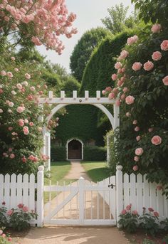 19 Inspiring Farmhouse Gate Ideas for Charming Entrances Picket Fence With Arbor Gate, Garden Gate Aesthetic, Wooden Farm Gates, Farm Gates Entrance With Name, House Front Gate, Secret Garden Door, Arch Gate, Wood Picket Fence, Fall Landscaping