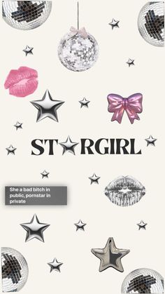 a poster with stars and glitters on the bottom, says st - rgirl