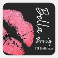 Lipstick kiss pink lip stain black beauty spa sticker, customizable template