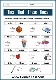 Check out this collection of FREE worksheets for teaching THIS THAT THESE THOSE. These are great for teaching demonstrative pronouns to kids and beginner English language learners. Worksheet For This And That, This That These And Those Worksheets, Teaching English For Beginners, These And Those Worksheet For Kids, These And Those Worksheets, Is And Are Worksheets For Kindergarten, This And That Worksheet