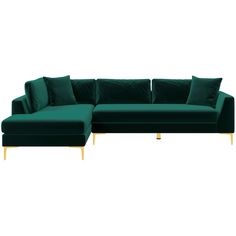 Mano Green Velvet LAF Sectional from Midinmod - Luna Furniture Velvet Sectional Sofa, Sofa Green, Contemporary Sectional, Sectional Chaise, Corner Sectional Sofa, Velvet Sectional, Living Room Corner, Modern Sofa Sectional, Sofa Sectional