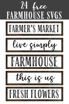 the farm house svg font set is shown in black and white with text that reads,