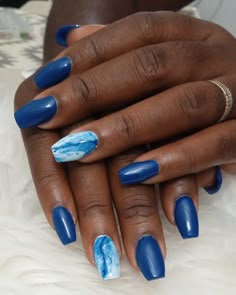 Dark Blue Designs Nails, Cute Nails For Fair, Bali Nails Idea, Blue White Marble Nails, Baby Shower Blue Nails, Blue Marble Nails Short, Blue Marble Nails Acrylic, Blue White Gold Nails, Summer Nails Dark Blue