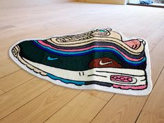 a rug that looks like a shoe on the floor