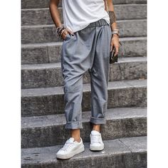 Season:Spring  Summer; Fabric:Linen Cotton Blend; Gender:Women's; Style:Casual Daily; Elasticity:Inelastic; Occasion:Weekend; Fit Type:Regular Fit; Function:Breathability,Comfortable; Pattern:Plain; Design:Side Pockets; Pants Type:Pants Trousers; Front page:FF; Listing Date:04/18/2024; Production mode:External procurement; Hips:; Length:; Waist:; Fit US Size:; Fit UK Size:; Fit EU Size:; Pants Length:Long; Print Type:non-printing Casual Non-stretch Tapered Leg Harem Pants, Casual Non-stretch Harem Pants For Fall, Casual Gray Pants For Fall, Spring Casual Harem Pants, Casual High Waist Non-stretch Harem Pants, Casual Plain Workwear Pants, Casual Plain Pants For Work, Casual Non-stretch Harem Pants For Work, Versatile Baggy Harem Pants