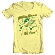 Wonder Woman Girl Power T-shirt adult regular fit 100% cotton yellow tee DCO653 | eBay Wonder Woman Shirt, Girl Power T Shirt, Yellow Tees, Gods Girl, Best Tank Tops, Vintage T Shirts, Detective Comics, Retro Tv, Tshirt Outfits