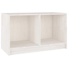 a white shelf with three shelves on each side and two doors open to the other side