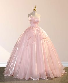 Pink Silk Ball Gown, Pink Debut Gown, Debut Gowns, Organza Ball Gown, Ball Gown Quinceanera Dresses, Gown Silhouette, Pink Ball Gown, Color Candy, Quinceanera Dresses Pink