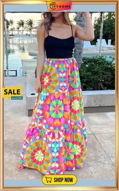 Multicolor Abstract Floral Pattern Maxi Skirt Bohemian Multicolor Floral Maxi Skirt, Bohemian Multicolor Vibrant Print Maxi Skirt, Pattern Maxi Skirt, Floor-length Multicolor Vibrant Print Maxi Dress, Multicolor Floral Print Maxi Dress, Free Size, Multicolor Floral Print Maxi Cover-up, Abstract Floral, Maxi Skirt, Floral Pattern