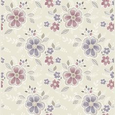 a floral wallpaper with purple and pink flowers